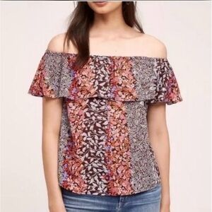 Anthropologie Maeve Vallita Multicolor Off-Shoulder Blouse nwt
